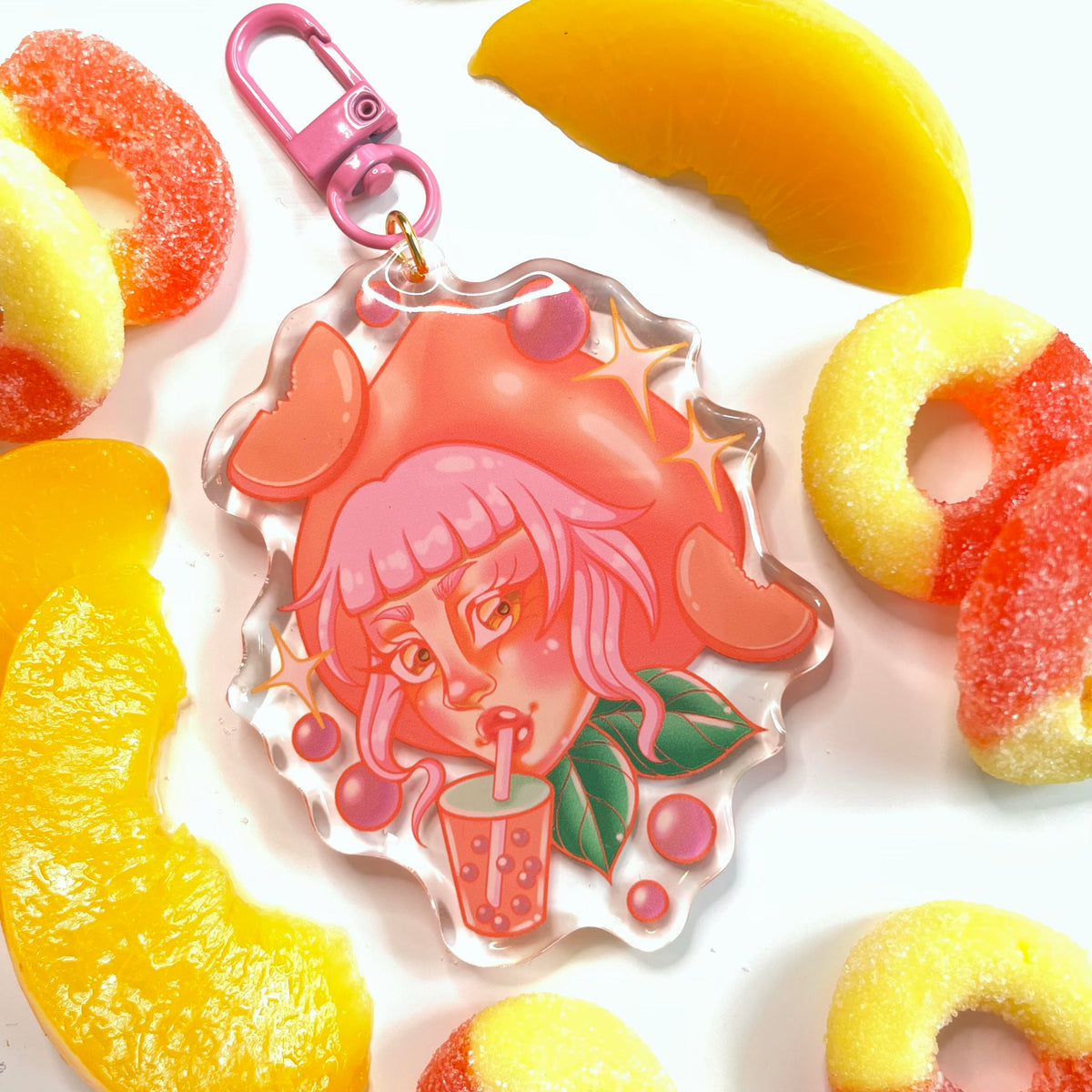 Peach Boba Keychain – Sammy Van Higgins