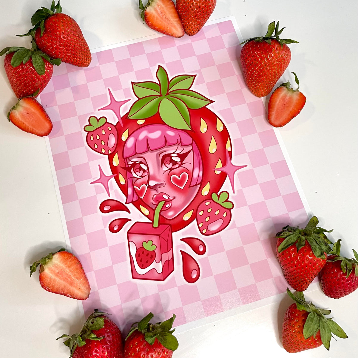 Strawberry Juice Girl Print – Sammy Van Higgins