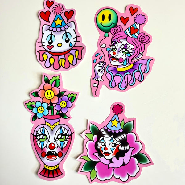 Spring Clown Sticker Pack ♡ 1 for 4, 4 for 10!