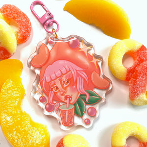 Peach Boba Keychain