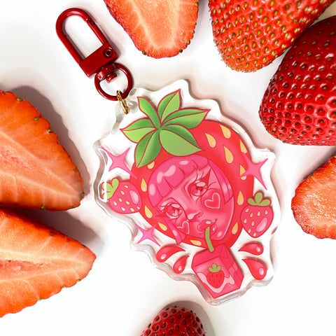 Strawberry Juice Keychain